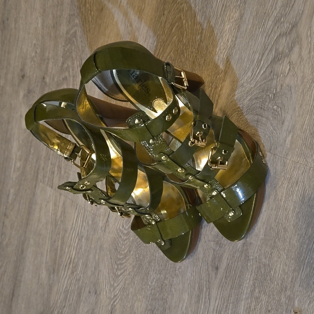 Charles by Charles David, Olive Gladiator Heels, Size 8